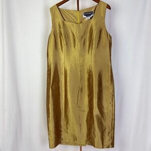 Mystique Collection by Ben Marc Gold Sleeveless Dress Formal Career Women's‎